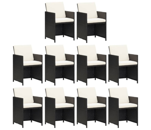 11-Daļīgs Dārza Mēbeļu Komplekts, Matrači, Melna Pe Rotangpalma Vidaxl