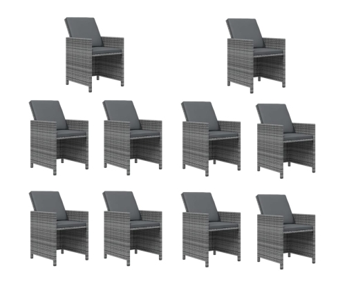 11-Daļīgs Dārza Mēbeļu Komplekts Ar Matračiem, Pe Rotangpalma Vidaxl