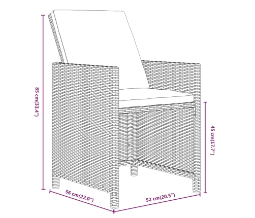 11-Daļīgs Dārza Mēbeļu Komplekts Ar Matračiem, Pe Rotangpalma Vidaxl
