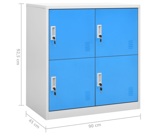 vidaXL ģērbtuves skapji, 2 gab., 90x45x92,5 cm, tērauds, pelēki, zili