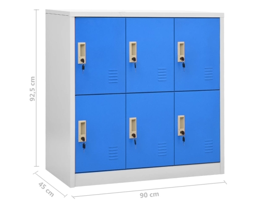 vidaXL ģērbtuves skapji, 2 gab., 90x45x92,5 cm, tērauds, pelēki, zili