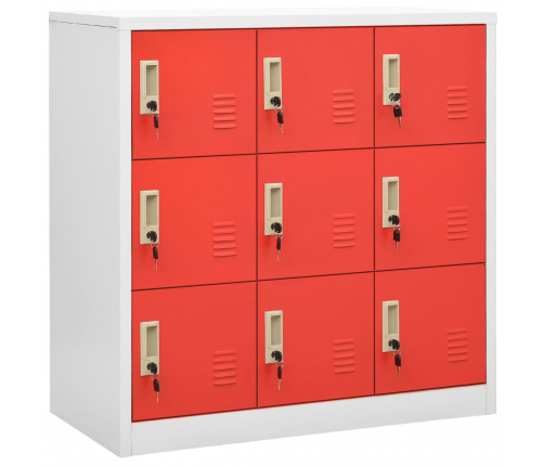 vidaXL ģērbtuves skapji, 5 gab., 90x45x92,5 cm, tērauds, pelēksarkani