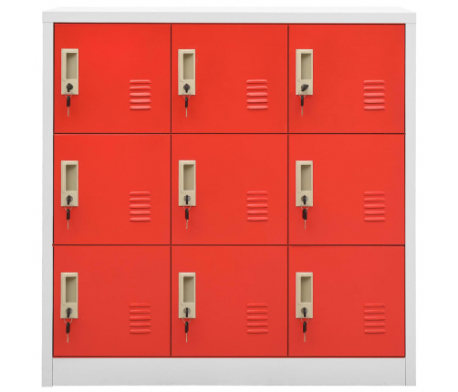 vidaXL ģērbtuves skapji, 5 gab., 90x45x92,5 cm, tērauds, pelēksarkani