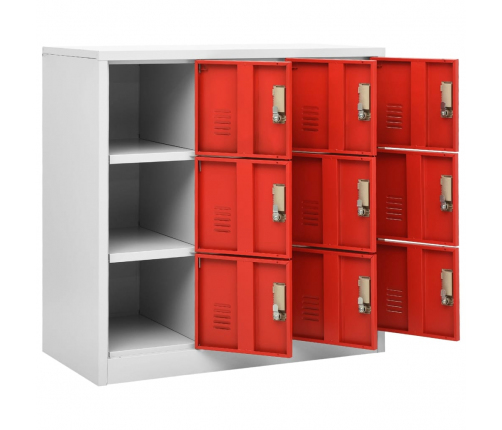 vidaXL ģērbtuves skapji, 5 gab., 90x45x92,5 cm, tērauds, pelēksarkani