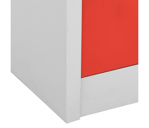 vidaXL ģērbtuves skapji, 5 gab., 90x45x92,5 cm, tērauds, pelēksarkani