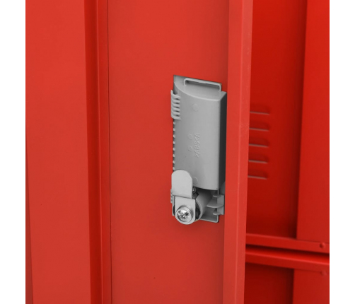 vidaXL ģērbtuves skapji, 5 gab., 90x45x92,5 cm, tērauds, pelēksarkani