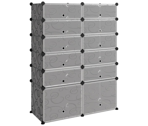 vidaXL apavu plaukts, melns, 94x37x125 cm, plastmasa