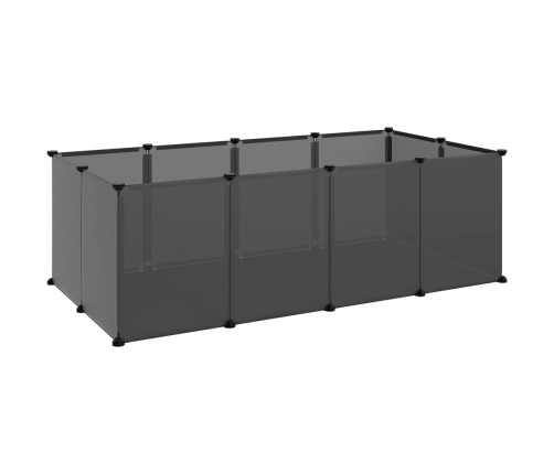 vidaXL mazu mājdzīvnieku sētiņa, melna, 144x74x46,5 cm, PP un tērauds