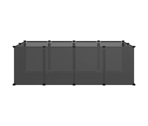 vidaXL mazu mājdzīvnieku sētiņa, melna, 144x74x46,5 cm, PP un tērauds