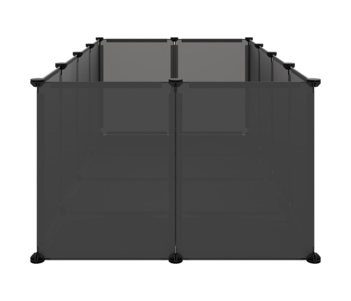 vidaXL mazu mājdzīvnieku sētiņa, melna, 144x74x46,5 cm, PP un tērauds