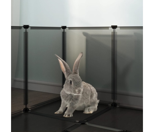 vidaXL mazu mājdzīvnieku sētiņa, melna, 144x74x46,5 cm, PP un tērauds