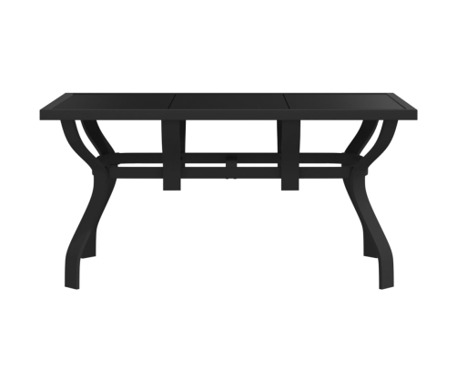 vidaXL dārza galds, melns, 140x70x70 cm, tērauds un stikls