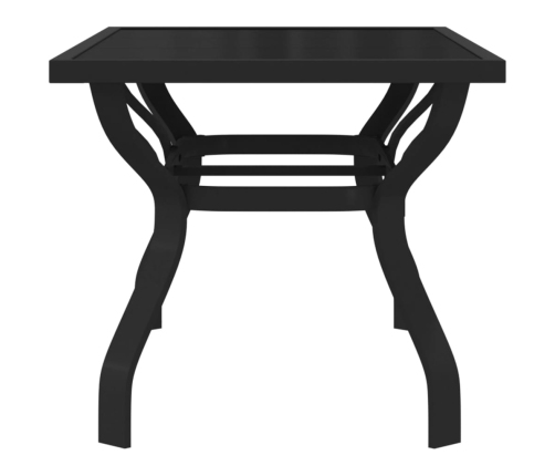vidaXL dārza galds, melns, 140x70x70 cm, tērauds un stikls