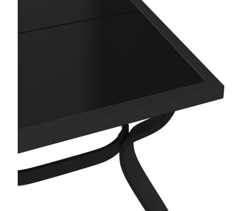 vidaXL dārza galds, melns, 140x70x70 cm, tērauds un stikls