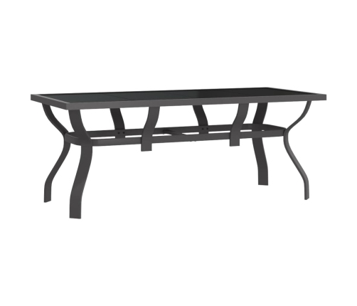 vidaXL dārza galds, pelēks, melns, 180x80x70 cm, tērauds un stikls