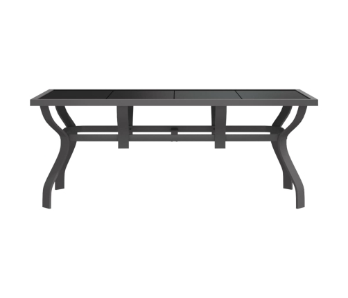 vidaXL dārza galds, pelēks, melns, 180x80x70 cm, tērauds un stikls