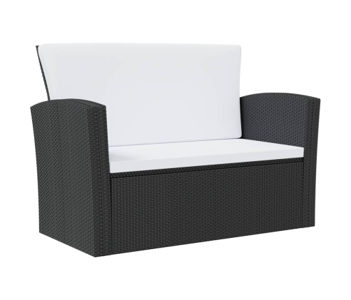 vidaXL 8-daļīgs dārza mēbeļu komplekts, matrači, PE rotangpalma, melns