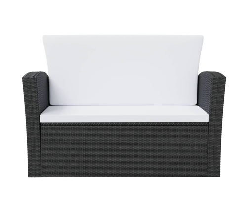 vidaXL 8-daļīgs dārza mēbeļu komplekts, matrači, PE rotangpalma, melns