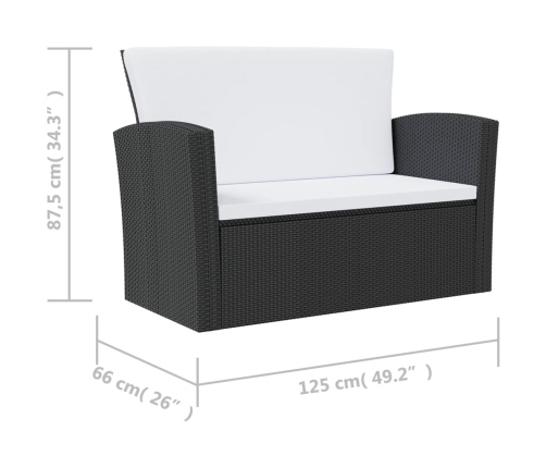 vidaXL 8-daļīgs dārza mēbeļu komplekts, matrači, PE rotangpalma, melns