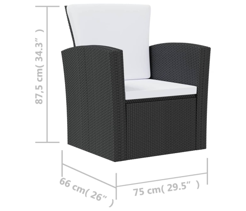 vidaXL 8-daļīgs dārza mēbeļu komplekts, matrači, PE rotangpalma, melns