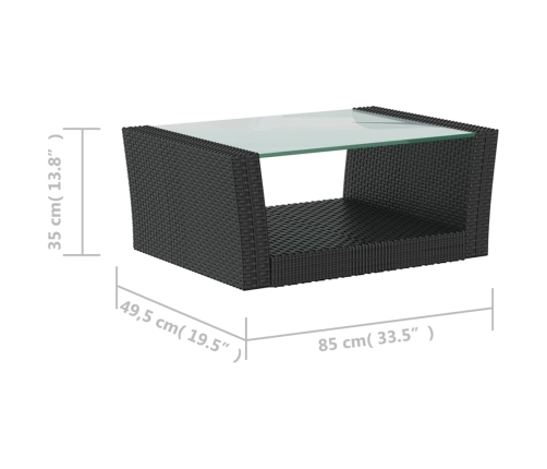 vidaXL 8-daļīgs dārza mēbeļu komplekts, matrači, PE rotangpalma, melns