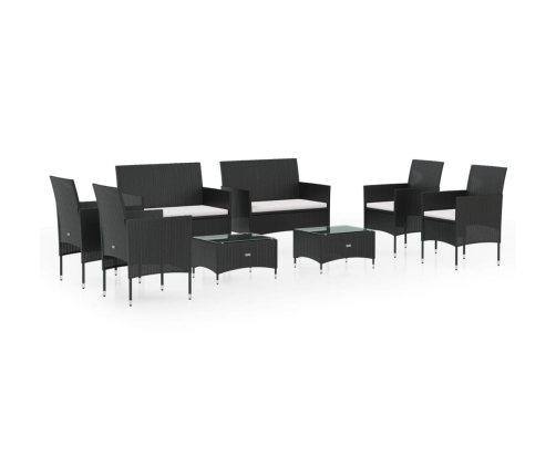 vidaXL 8-daļīgs dārza atpūtas mēbeļu komplekts, melna PE rotangpalma