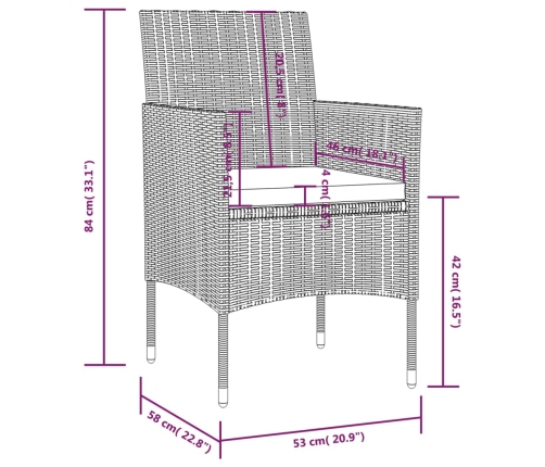 vidaXL 8-daļīgs dārza atpūtas mēbeļu komplekts, melna PE rotangpalma