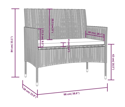 vidaXL 8-daļīgs dārza atpūtas mēbeļu komplekts, melna PE rotangpalma