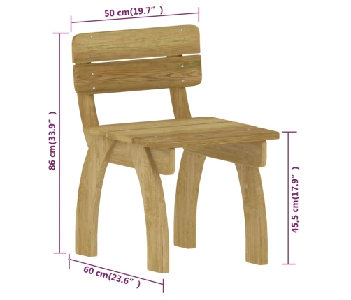 vidaXL 5-daļīgs dārza mēbeļu komplekts, impregnēts priedes koks