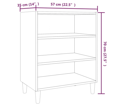vidaXL kumode, pelēka ozolkoka, 57x35x70 cm, inženierijas koks
