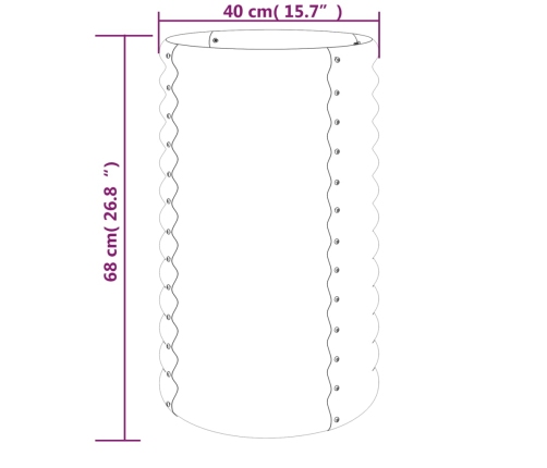 vidaXL dārza puķu kaste, 40x40x68cm, pulverkrāsots tērauds, sudrabaina