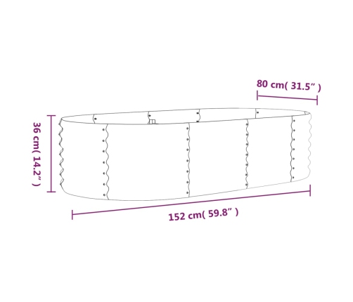vidaXL augstā puķu kaste, 152x80x36 cm, tērauds, sudrabaina