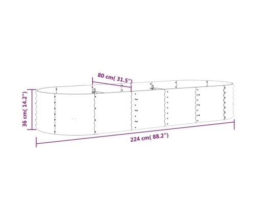 vidaXL augstā puķu kaste, 224x80x36 cm, pulverkrāsots tērauds, brūna