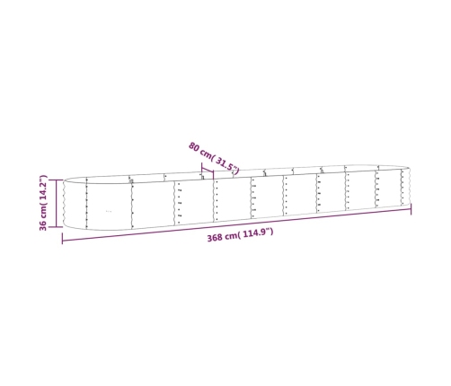 vidaXL augstā puķu kaste, 368x80x36 cm, pulverkrāsots tērauds, pelēka