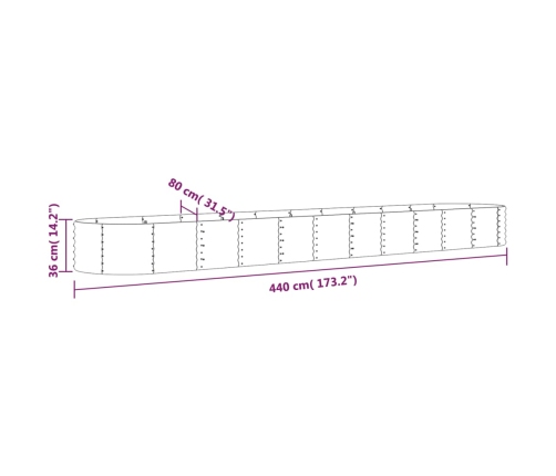 vidaXL augstā puķu kaste, 440x80x36 cm, tērauds, antracītpelēka
