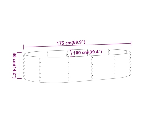 vidaXL augstā puķu kaste, 175x100x36 cm, pulverkrāsots tērauds, zaļa