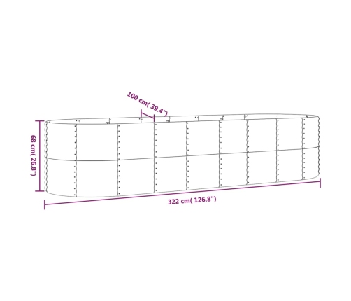 vidaXL augstā puķu kaste, 322x100x68 cm, pulverkrāsots tērauds, zaļa