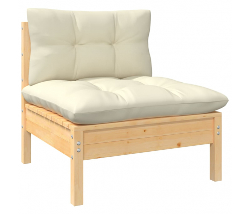 vidaXL 8-daļīgs dārza mēbeļu komplekts ar krēmkrāsas matračiem, priede