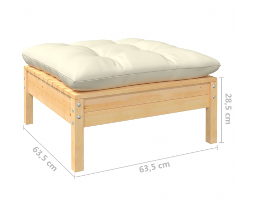 vidaXL 8-daļīgs dārza mēbeļu komplekts ar krēmkrāsas matračiem, priede