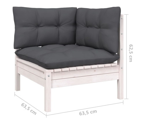 vidaXL 10-daļīgs dārza mēbeļu komplekts ar matračiem, balta priede