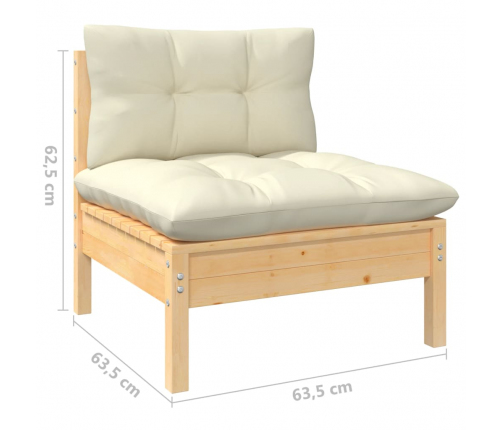 vidaXL 10-daļīgs dārza mēbeļu komplekts ar krēmkrāsas matračiem, koks