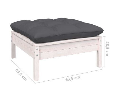 vidaXL 11-daļīgs dārza mēbeļu komplekts ar matračiem, balta priede