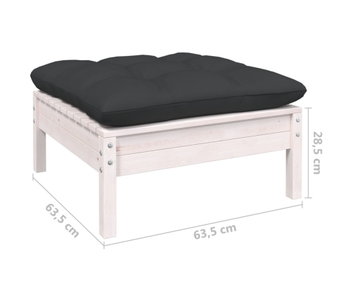 vidaXL 10-daļīgs dārza mēbeļu komplekts ar matračiem, balta priede