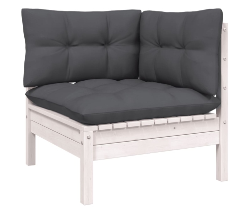 vidaXL 10-daļīgs dārza mēbeļu komplekts ar matračiem, balta priede