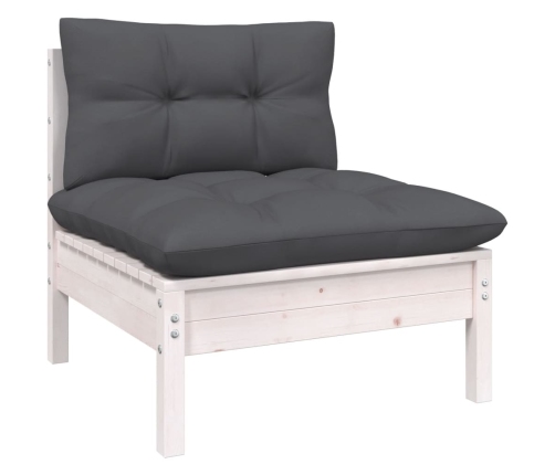 vidaXL 10-daļīgs dārza mēbeļu komplekts ar matračiem, balta priede