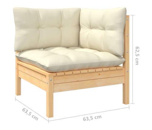 11-Daļīgs Dārza Mēbeļu Komplekts Ar Krēmkrāsas Matračiem, Koks Vidaxl