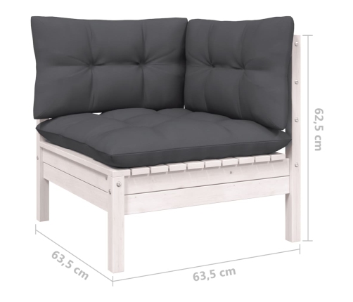 vidaXL 12-daļīgs dārza mēbeļu komplekts ar matračiem, balta priede