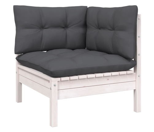 vidaXL 11-daļīgs dārza mēbeļu komplekts ar matračiem, balta priede