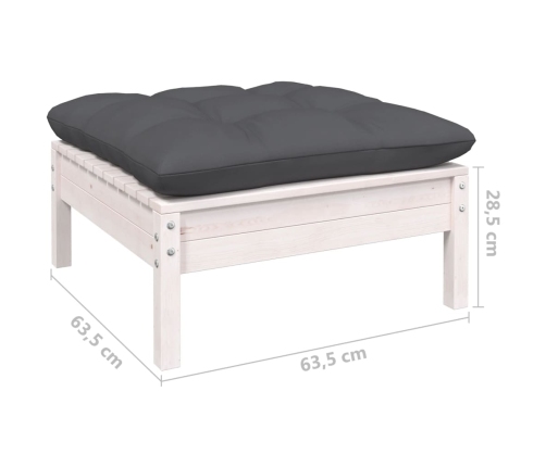 vidaXL 11-daļīgs dārza mēbeļu komplekts ar matračiem, balta priede