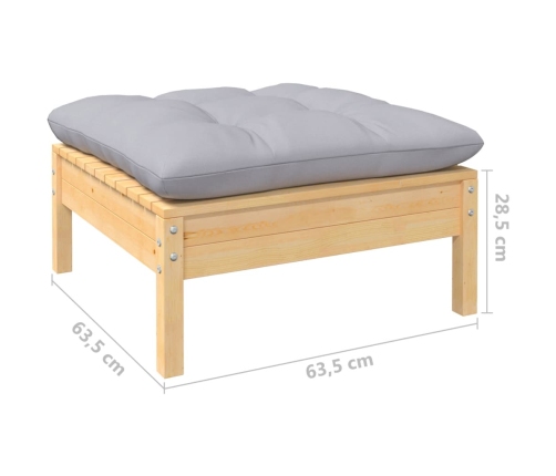 12-Daļīgs Dārza Mēbeļu Komplekts Ar Pelēkiem Matračiem, Priede Vidaxl